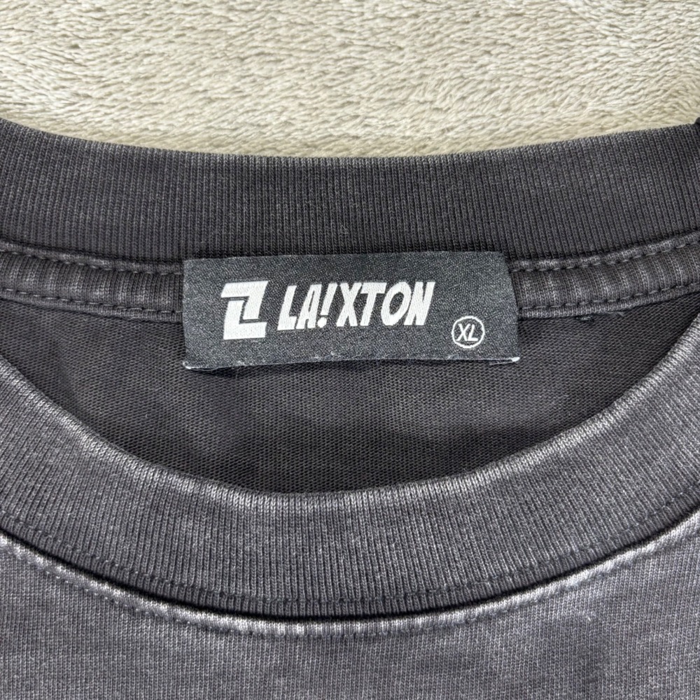 Laixton Graphic T-Shirt Mens XL Black Excellent Acid Wash Punk Rabbit Streetwear - Picture 3 of 6